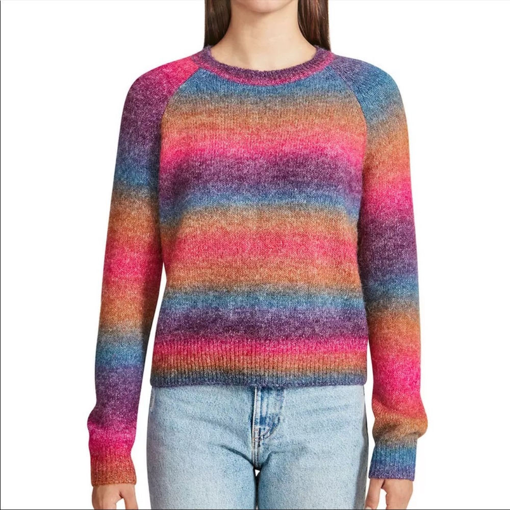 BB Dakota By Steve Madden Dark Rainbow Fuzzy Ombré Sweater